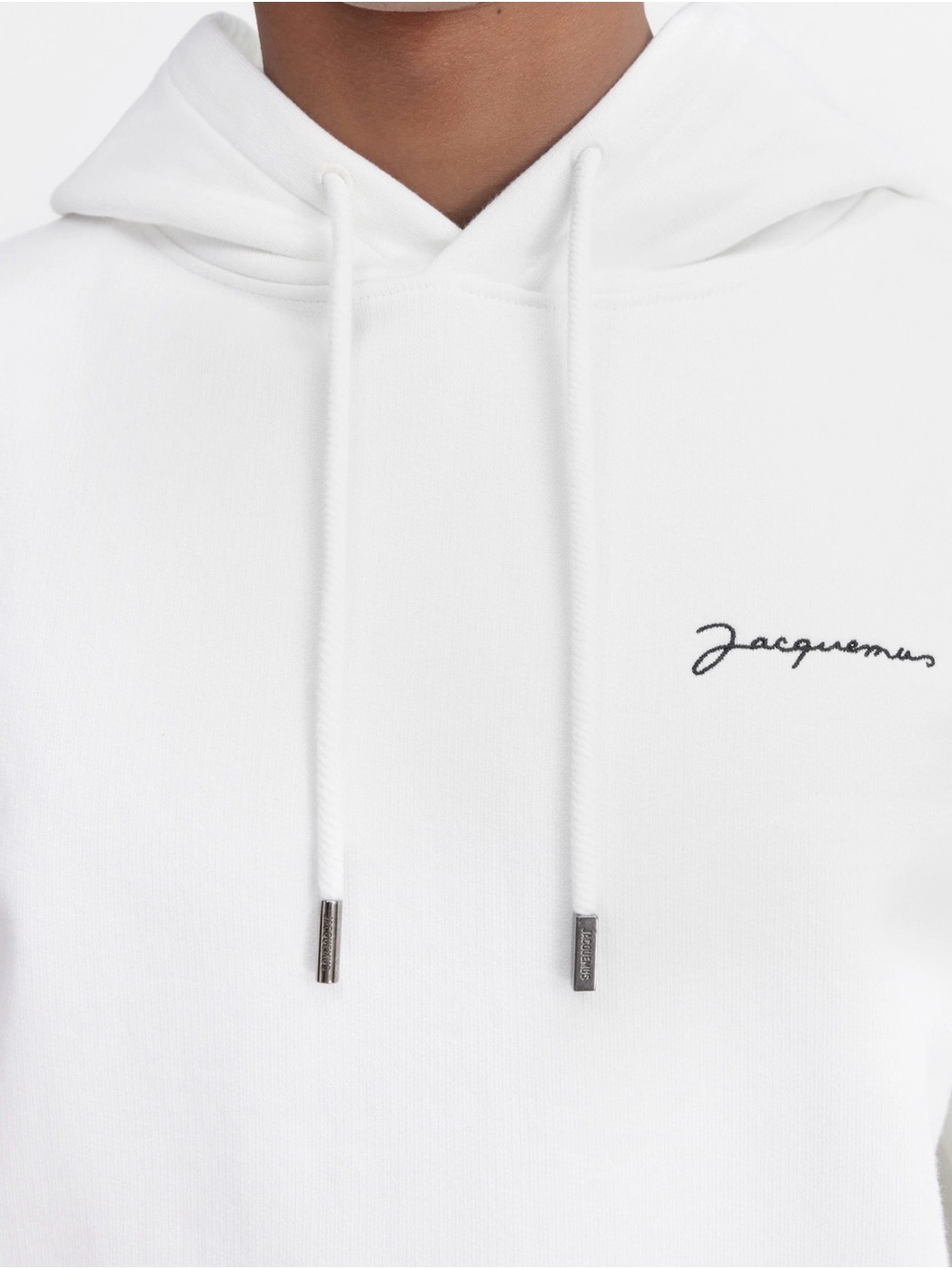 Jacquemus White Hoodie with Black Script Logo